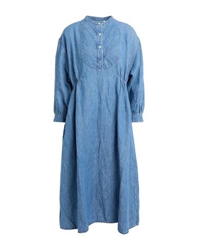 Orslow Woman Midi Dress Blue Size 1 Linen, Cotton In Blue