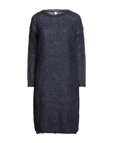 Tensione In Woman Midi Dress Navy Size Onesize Alpaca Wool, Mohair Wool, Wool, Polyamide In Blue