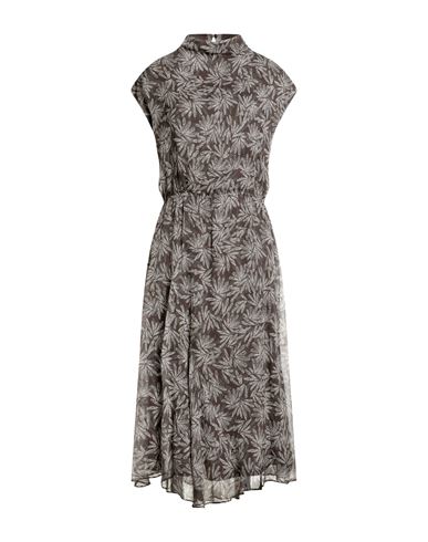 Brunello Cucinelli Woman Midi Dress Taupe Size M Silk In Green