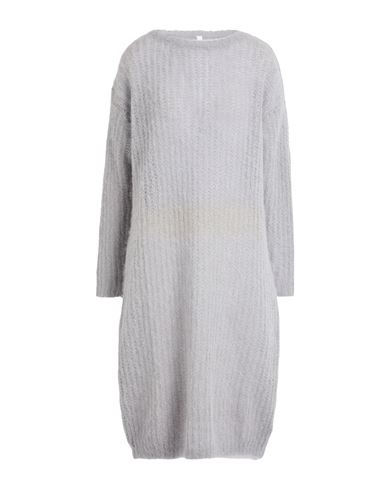 Tensione In Woman Midi Dress Light Grey Size Onesize Alpaca Wool, Mohair Wool, Wool, Polyamide In Gray