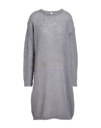 Tensione In Woman Midi Dress Grey Size Onesize Alpaca Wool, Mohair Wool, Wool, Polyamide In Multi