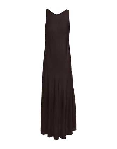 Khaite Woman Midi Dress Dark Brown Size L Viscose In Multi