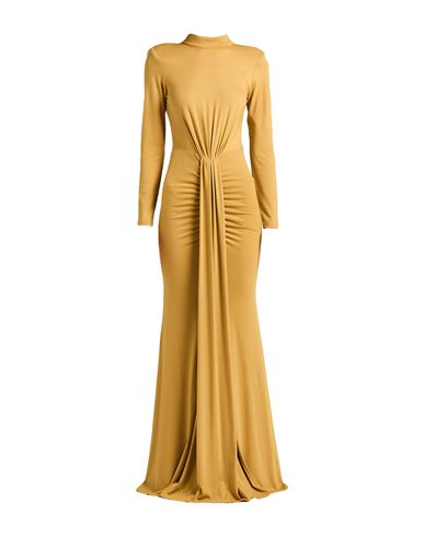 Actualee Woman Maxi Dress Mustard Size 6 Cotton, Elastane In Multi