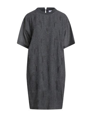 Brunello Cucinelli Woman Mini Dress Charcoal Size M Virgin Wool, Cotton, Elastane In Gray
