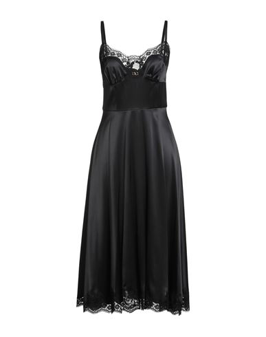 Dolce & Gabbana Woman Midi Dress Black Size 8 Silk, Cotton, Polyamide, Viscose In Black