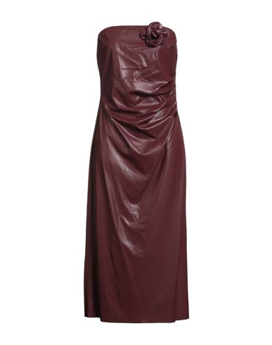 Tensione In Woman Midi Dress Burgundy Size M Polyester, Polyurethane In Brown