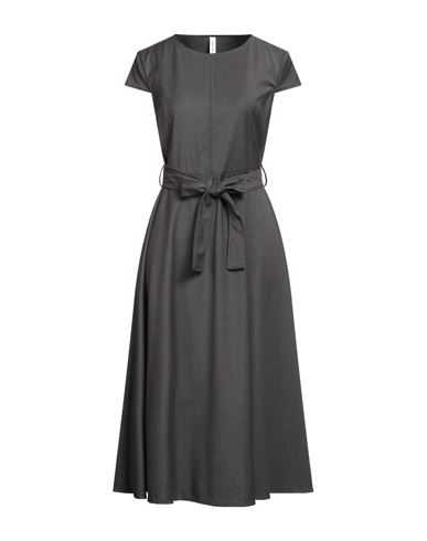 Tensione In Woman Midi Dress Charcoal Size M Viscose, Polyester, Elastane In Gray