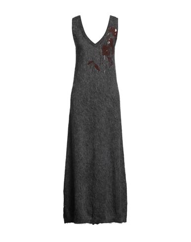 Brunello Cucinelli Woman Maxi Dress Grey Size M Mohair Wool, Virgin Wool, Synthetic Fibers, Cashmere In Gray