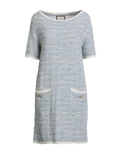 Bruno Manetti Woman Mini Dress Light Blue Size 4 Cotton, Linen, Polyester, Polyamide In Blue