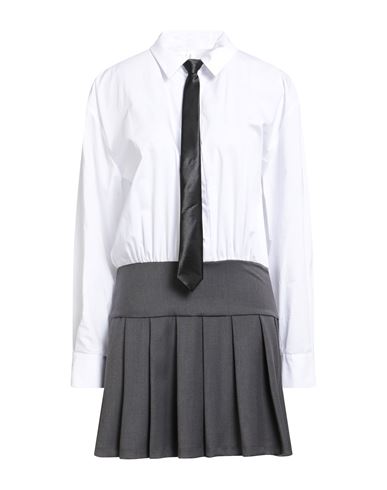 Tensione In Woman Mini Dress Grey Size M Polyester, Viscose, Elastane, Cotton In White