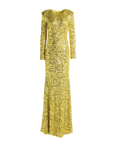 Elisabetta Franchi Woman Maxi Dress Yellow Size 8 Polyester, Elastane In Yellow