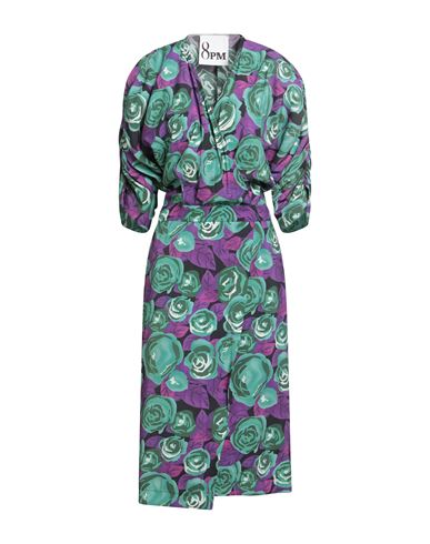 8pm Woman Midi Dress Green Size M Rayon, Polyester In Green