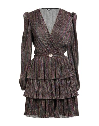 Just Cavalli Woman Mini Dress Green Size 6 Polyester, Metallic Polyester In Brown