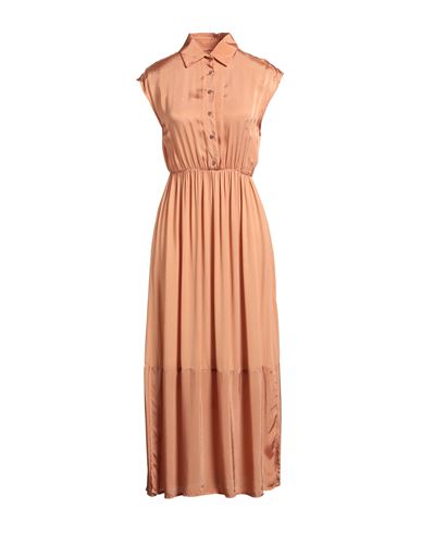 Alessia Santi Woman Midi Dress Apricot Size 4 Viscose, Cupro In Animal Print