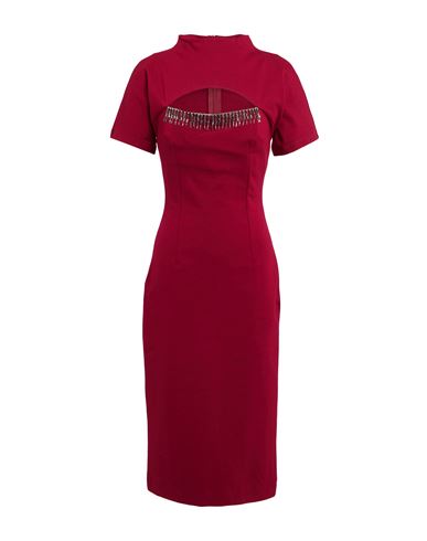 Tensione In Woman Midi Dress Garnet Size M Viscose, Nylon, Elastane In Red