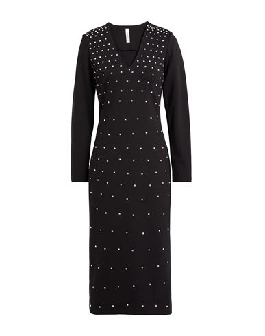 Tensione In Woman Midi Dress Black Size M Viscose, Nylon, Elastane In Black