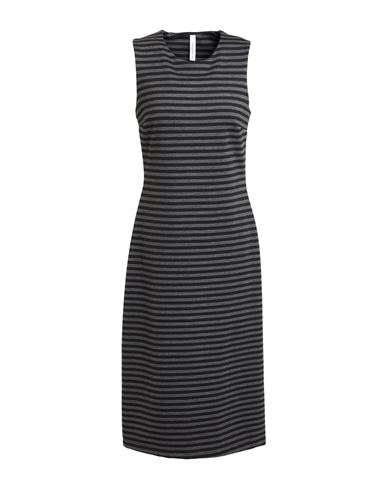 Tensione In Woman Midi Dress Charcoal Size M Polyester, Viscose, Elastane In Black