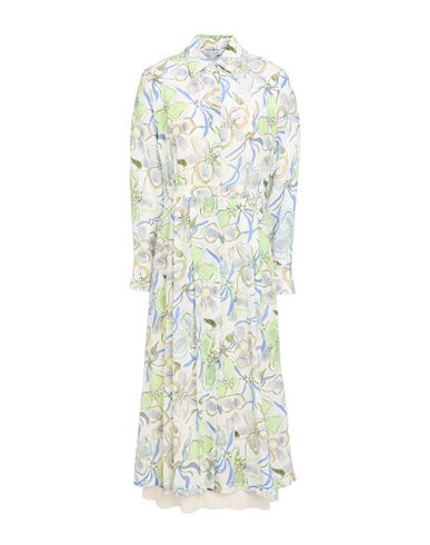 Caliban Woman Midi Dress White Size 4 Viscose, Silk In Green