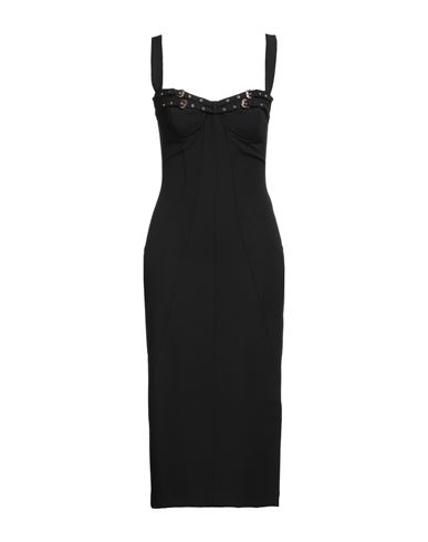 Versace Jeans Couture Woman Midi Dress Black Size 10 Viscose, Polyamide, Elastane In Black