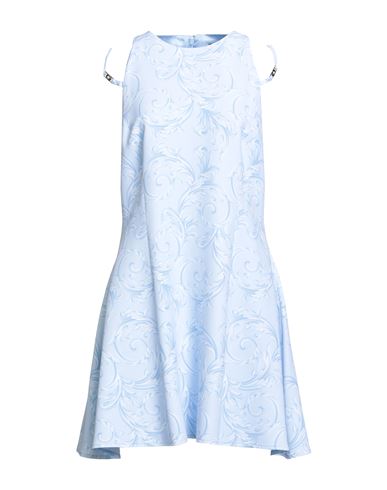 Versace Woman Mini Dress Sky Blue Size 8 Viscose In Blue