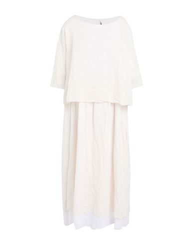 Corinna Caon Woman Midi Dress Off White Size L Cotton In White