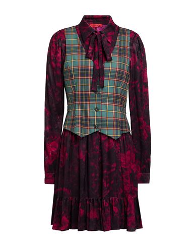 Max & Co . Pony Ride Woman Mini Dress Garnet Size 10 Viscose, Polyester, Virgin Wool, Elastane In Burgundy