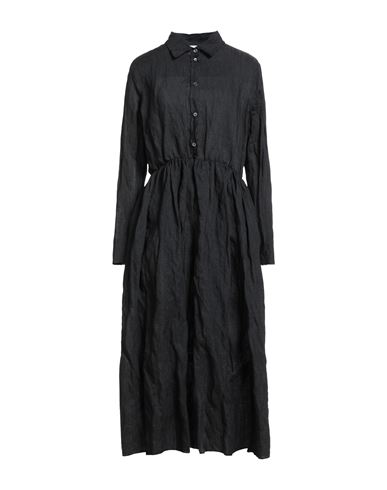 Hache Woman Midi Dress Black Size 8 Virgin Wool, Metallic Fiber In Black
