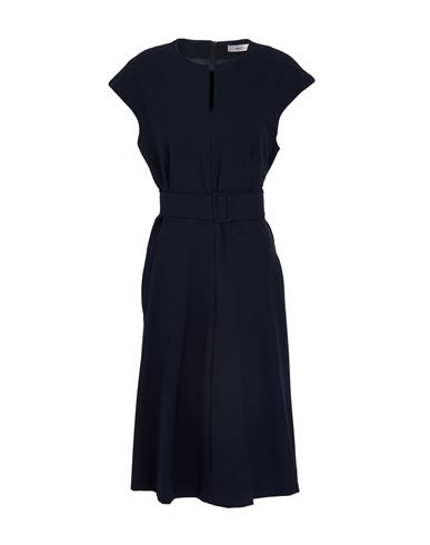 Marella Woman Midi Dress Navy Size 10 Polyester, Viscose, Elastane In Blue