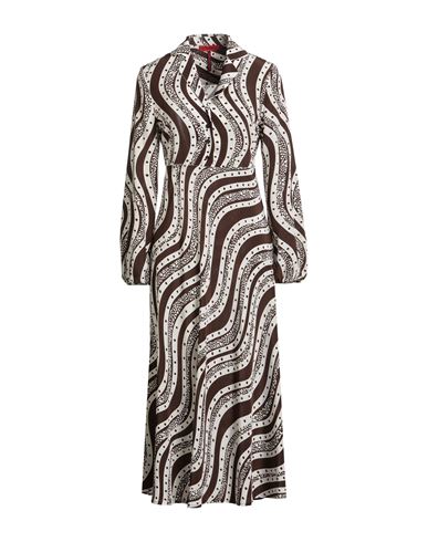 Max & Co. X Duro Olowu Woman Midi Dress Brown Size 10 Silk In Brown
