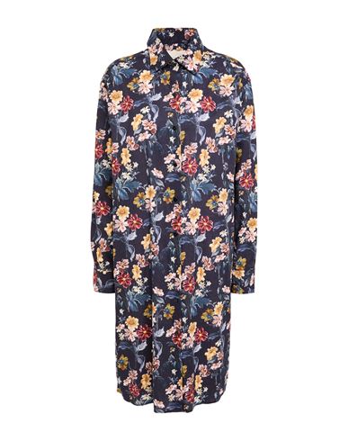 Xacus Woman Midi Dress Navy Size 8 Linen, Cotton In Blue