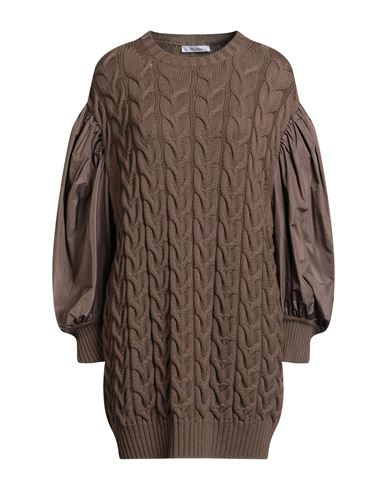 Max Mara Woman Mini Dress Light Brown Size M Virgin Wool, Polyester, Silk In Burgundy