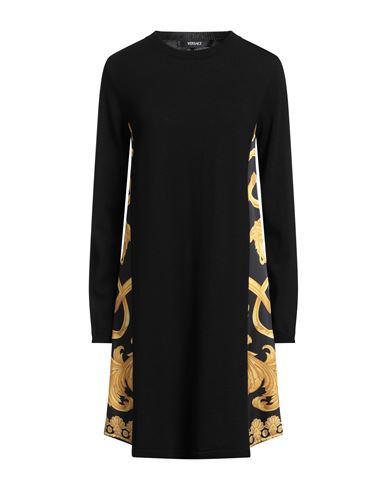 Versace Woman Mini Dress Black Size 8 Virgin Wool, Polyester In Black