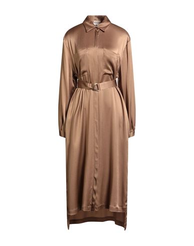 Semicouture Woman Midi Dress Light Brown Size 6 Acetate, Silk In Brown