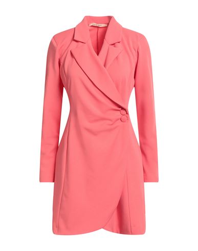 Angela Davis Woman Mini Dress Coral Size 6 Polyester, Elastane In Pink
