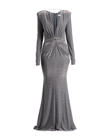 Elisabetta Franchi Woman Maxi Dress Lead Size 4 Viscose, Polyester, Polyamide, Elastane In Gray