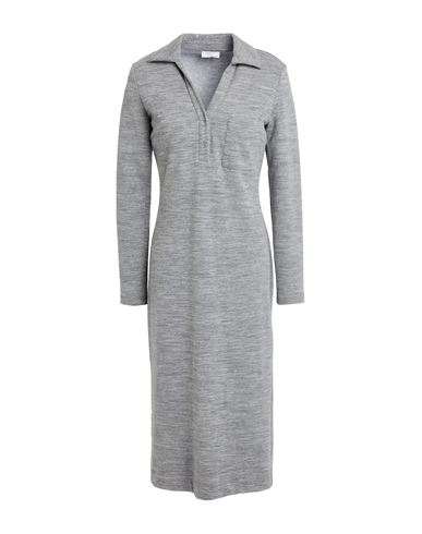 Peserico Woman Midi Dress Grey Size 10 Virgin Wool, Cotton, Polyamide In Gray