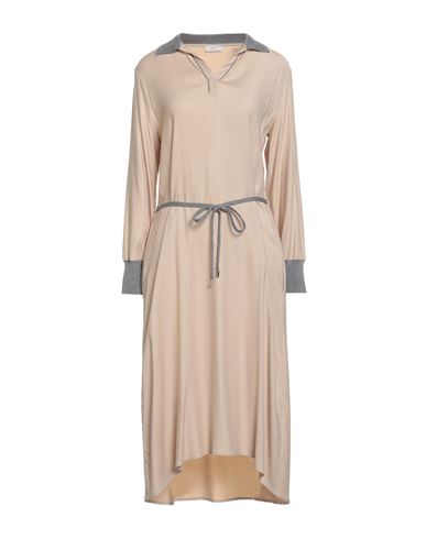 Peserico Woman Midi Dress Beige Size 6 Viscose, Wool, Elastane, Merino Wool In Neutral