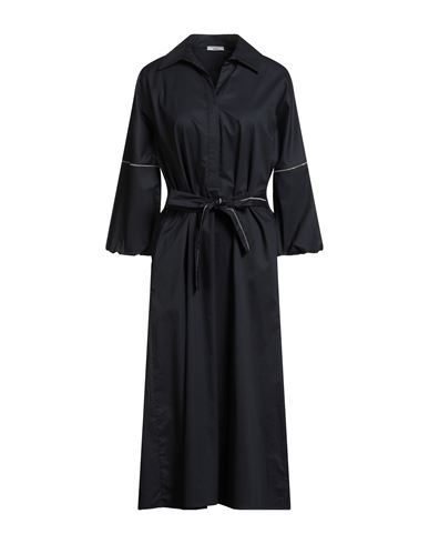 Peserico Woman Midi Dress Midnight Blue Size 6 Cotton, Elastane In Black