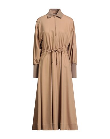 Agnona Woman Midi Dress Camel Size 14 Wool, Cashmere, Elastane In Gold