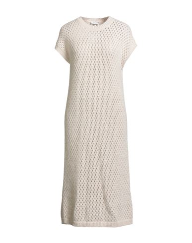 Peserico Woman Midi Dress Cream Size 8 Alpaca Wool, Nylon, Virgin Wool, Polyamide, Viscose In Neutral