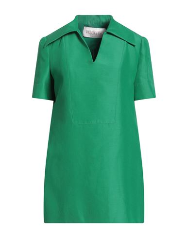 Valentino Garavani Woman Mini Dress Green Size 8 Cotton, Silk In Green