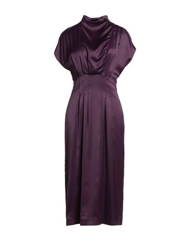 Agnona Woman Midi Dress Plum Size 4 Viscose, Wool, Cotton In Purple