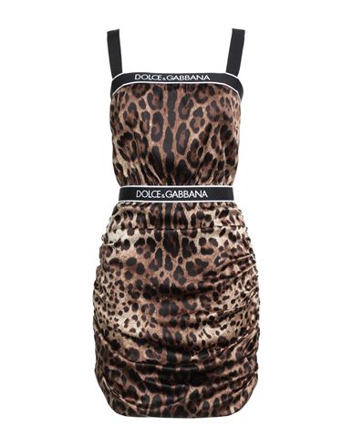 Dolce & Gabbana Woman Mini Dress Camel Size 8 Silk, Elastane In Multi