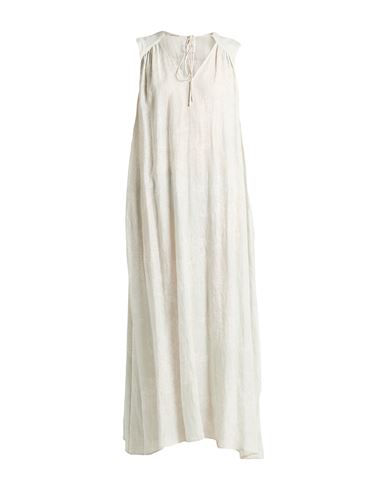 Ballantyne Woman Maxi Dress Light Grey Size 6 Linen In Neutral