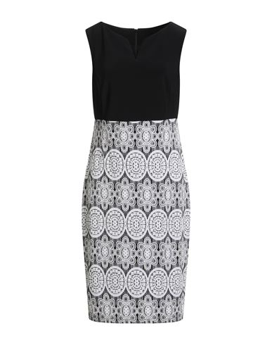 Joseph Ribkoff Signature Woman Midi Dress Black Size 16 Polyester, Elastane In Multi