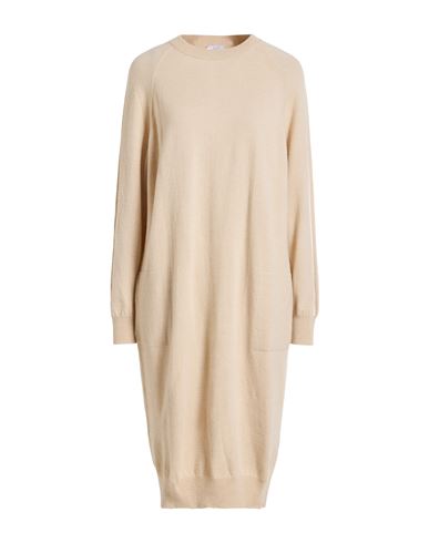 Peserico Easy Woman Midi Dress Beige Size 6 Merino Wool, Cashmere In Neutral