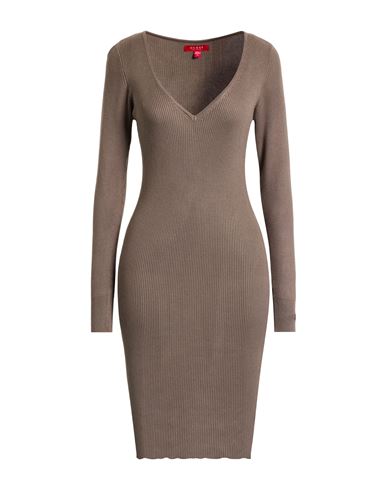 Guess Woman Midi Dress Taupe Size Xl Viscose, Polyamide In Brown
