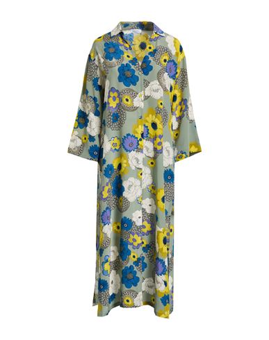 Rosso35 Woman Midi Dress Sage Green Size 12 Silk In Green