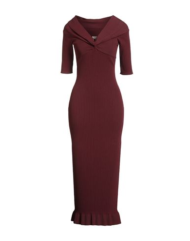 Philosophy Di Lorenzo Serafini Woman Midi Dress Burgundy Size 6 Viscose, Polyamide In Red