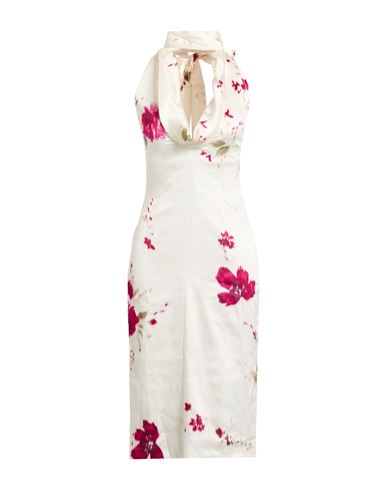 Blumarine Woman Midi Dress Ivory Size 8 Silk, Elastane In White